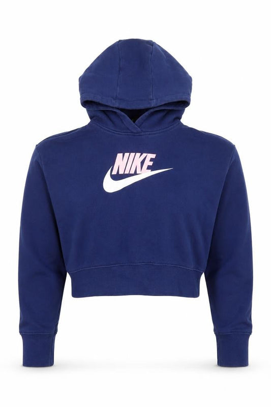 Nike Girls Blue XL Pullover Fleece Hoodie with Logo Print
