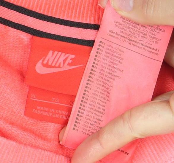 Nike Womens Pink Crew Neck Pullover Sweatshirt XL Cotton Logo Print