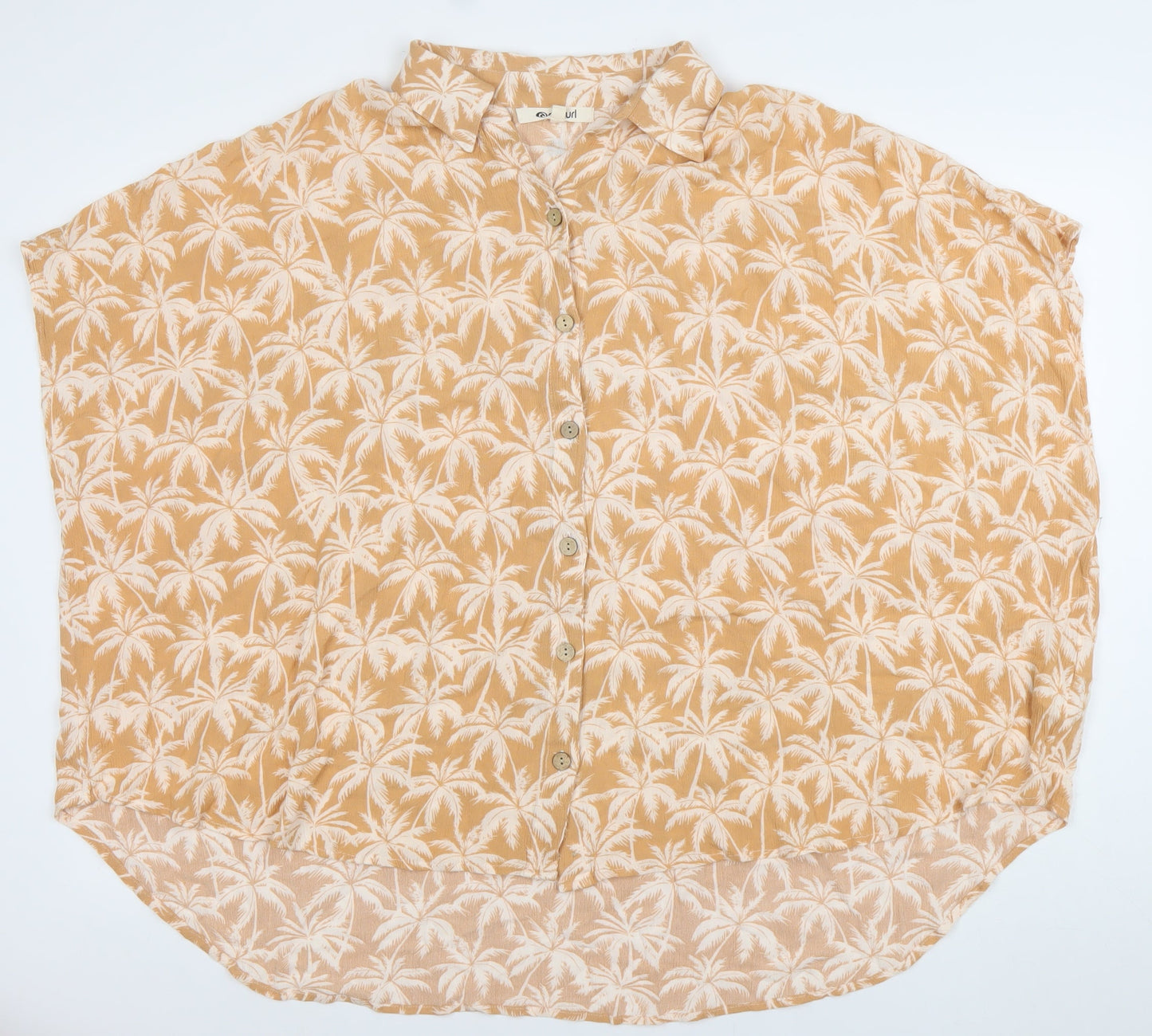 Rip Curl Womens Beige Tropical Button-Up Tunic Shirt M