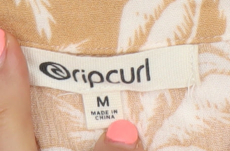 Rip Curl Womens Beige Tropical Button-Up Tunic Shirt M
