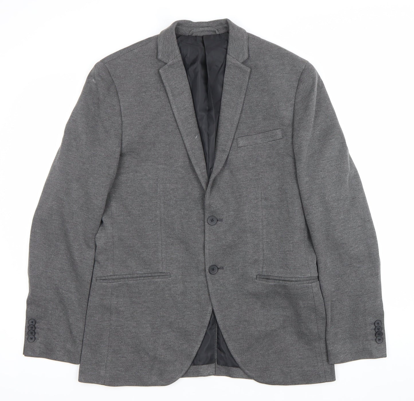 Mens 40 Chest Regular JACK & JONES Grey Two-Button Blazer