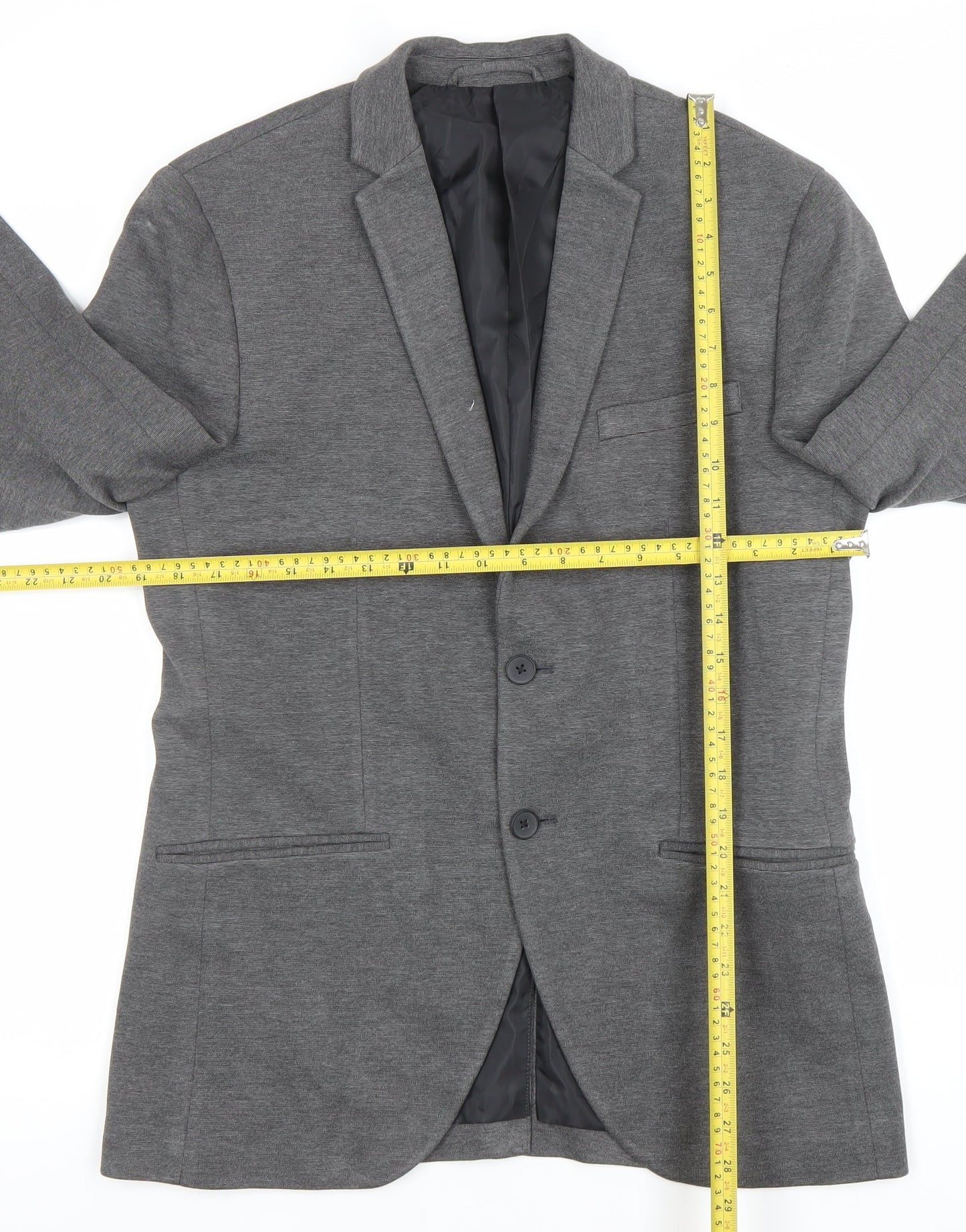 Mens 40 Chest Regular JACK & JONES Grey Two-Button Blazer