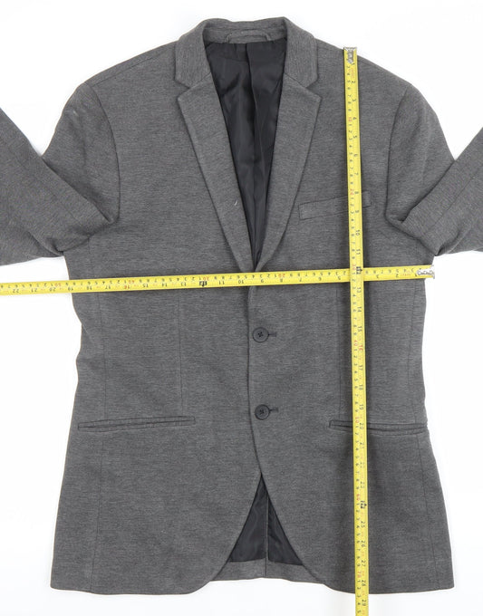 Mens 40 Chest Regular JACK & JONES Grey Two-Button Blazer