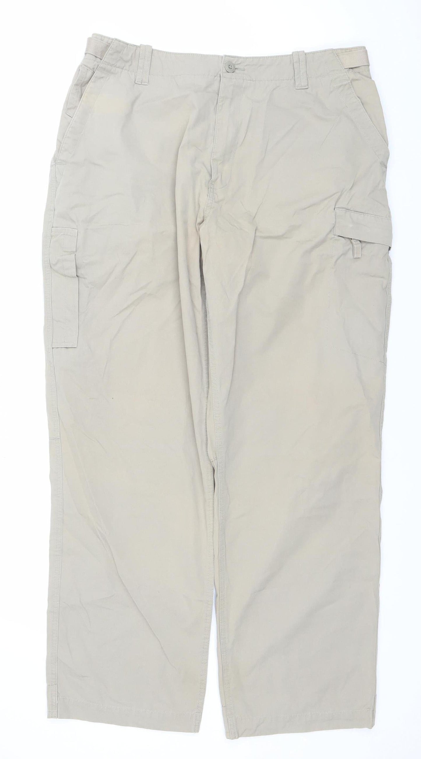 Marks and Spencer Men’s Beige Cargo Trousers 36W 31L Cotton Pockets
