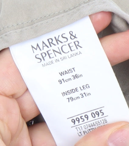Marks and Spencer Men’s Beige Cargo Trousers 36W 31L Cotton Pockets