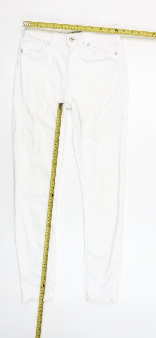ONLY Women's White Ankle Skinny Jeans Size S/32 Mid Rise Stretch Denim