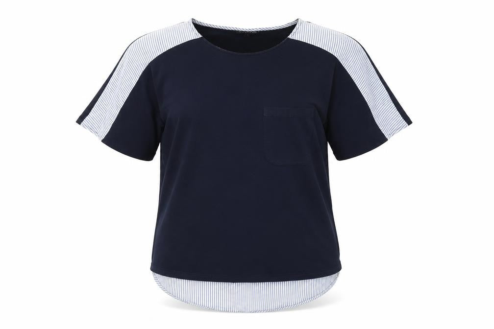 Warehouse Women’s Blue Striped Cotton T-Shirt UK 10