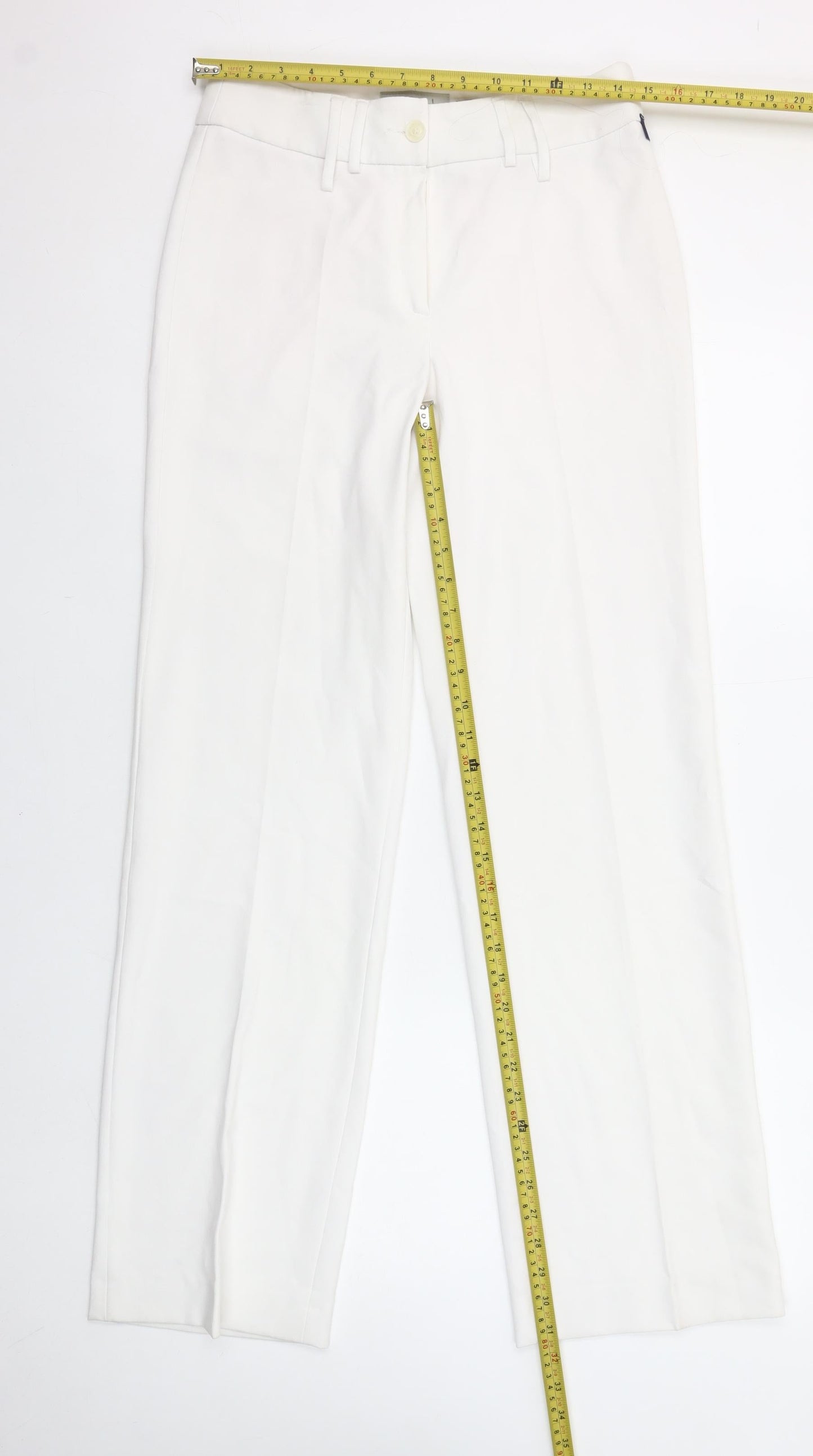 Robell Women White Elisa Stretch Trousers Size 10 Straight Leg