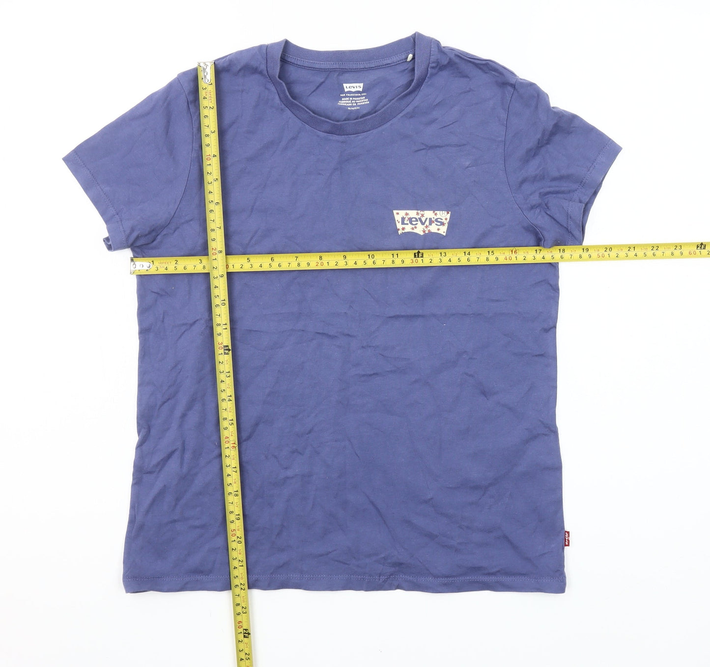 Levi's Women's Blue Cotton Crew Neck Short Sleeve T-Shirt Size S