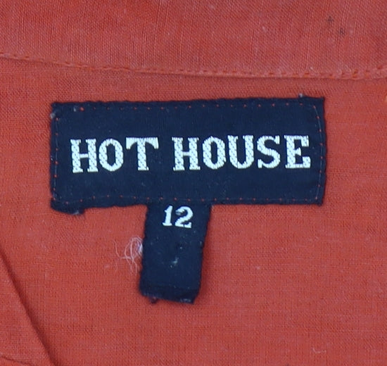 Hot House Women’s Orange Embroidered Cotton Button-Up Shirt Size 12