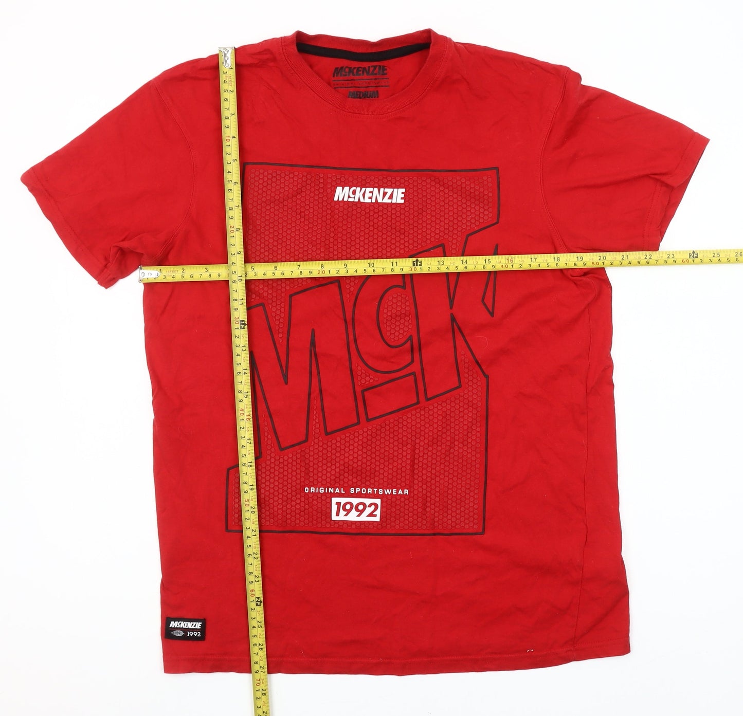 McKenzie Men's Red Graphic Sports T-Shirt Medium 100% Cotton