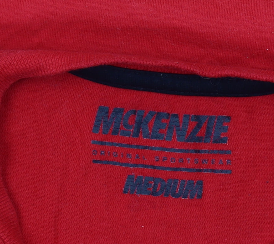 McKenzie Men's Red Graphic Sports T-Shirt Medium 100% Cotton