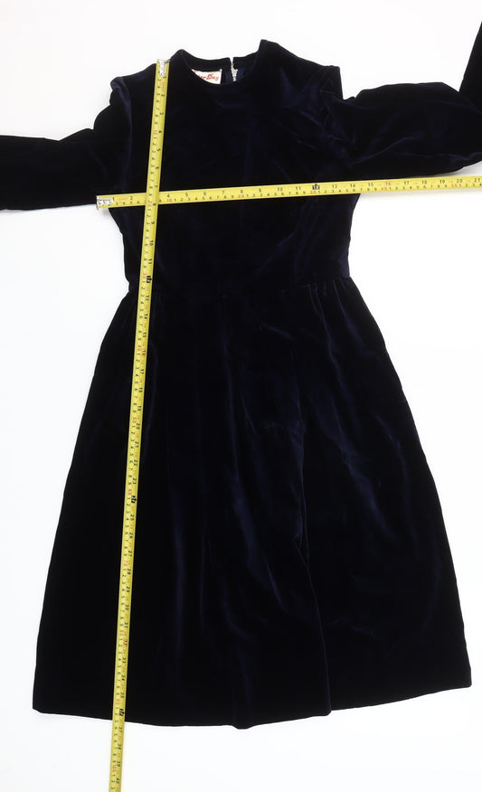 Peter Day Women's Blue Velvet A-Line Knee Length Dress Size 6