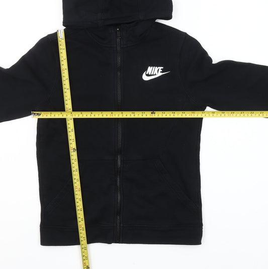 Nike Girls Black Full Zip Hoodie L 147-158cm Sports Fleece Sweatshirt