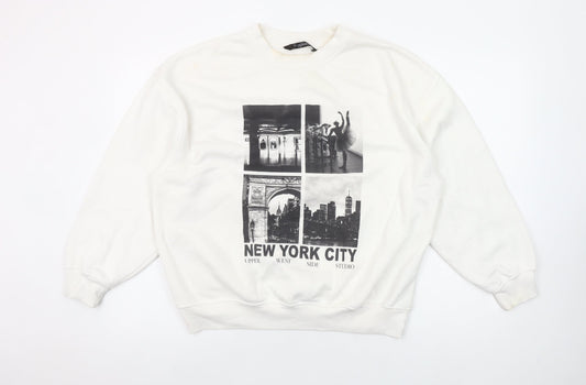 Dunnes Women Cream New York City Graphic Pullover Sweatshirt M