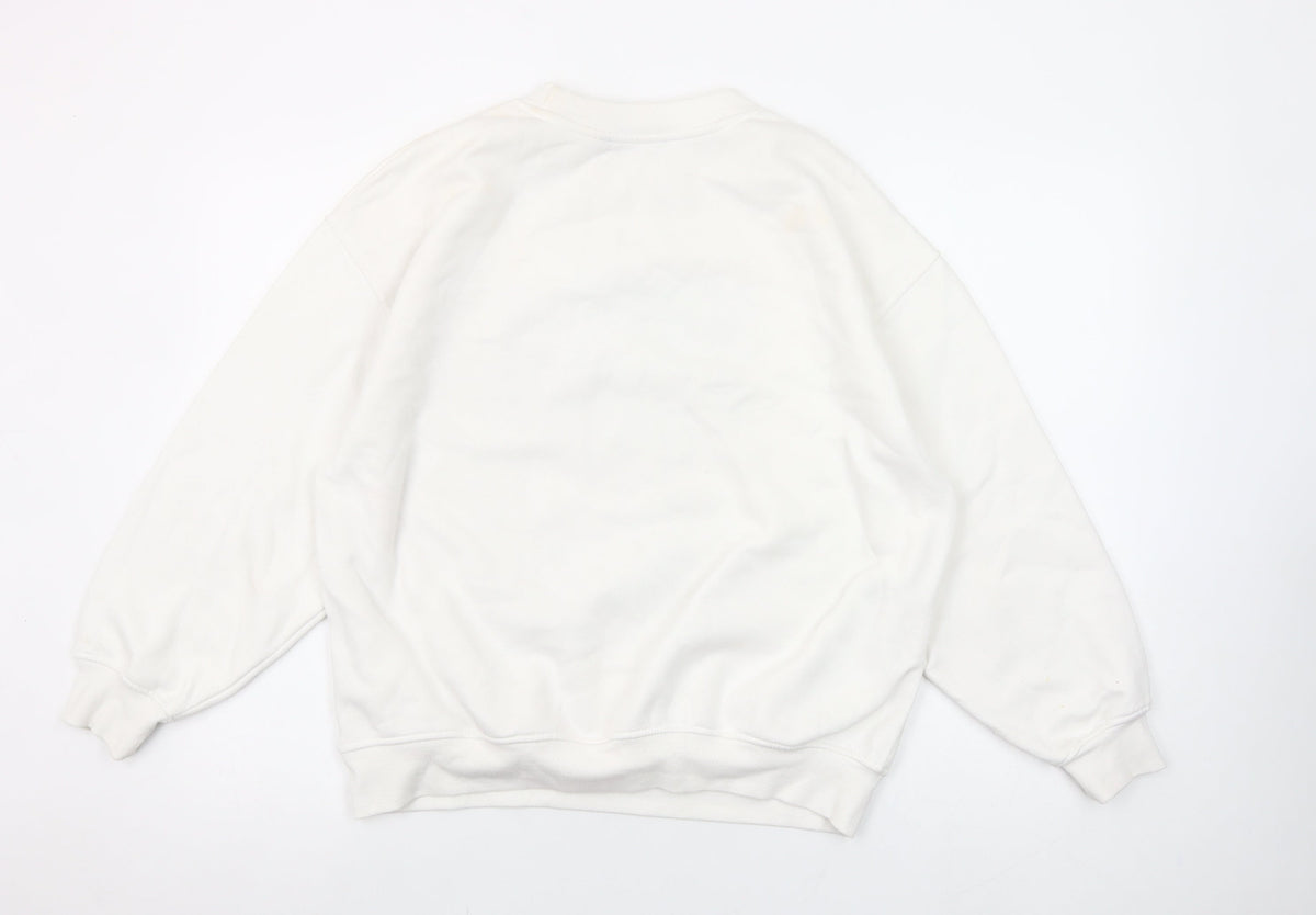 Close-up detail of Dunnes Women Cream New York City Graphic Pullover Sweatshirt M