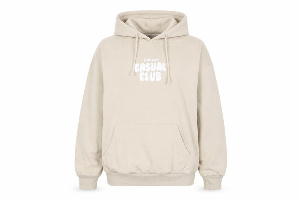 Front view of Dunnes Women Beige Hooded Pullover Casual Club Hoodie Small