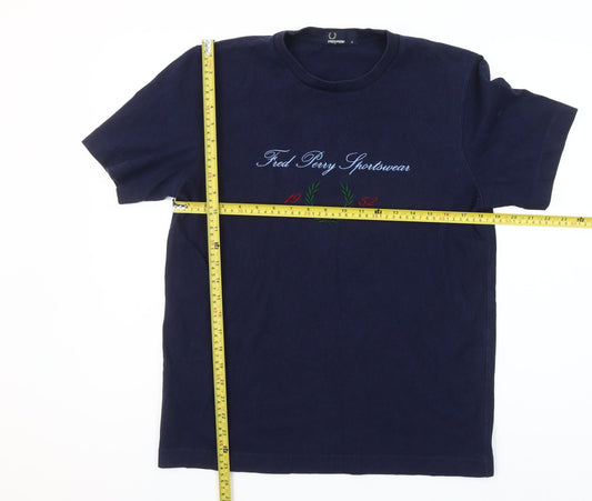 Fred Perry Men’s Blue Cotton Embroidered Sportswear T-Shirt M