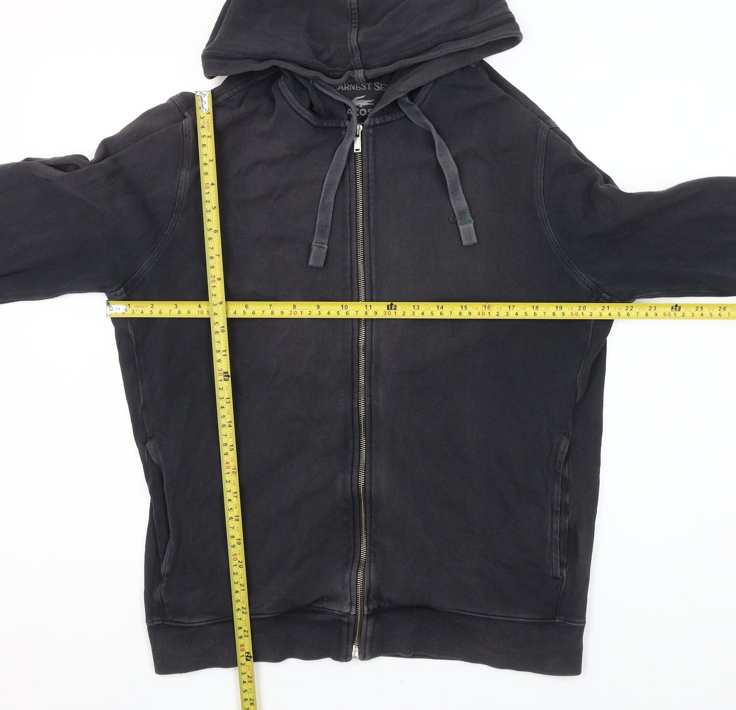 Lacoste Men’s Black Full Zip Hoodie Size L Cotton Regular Fit