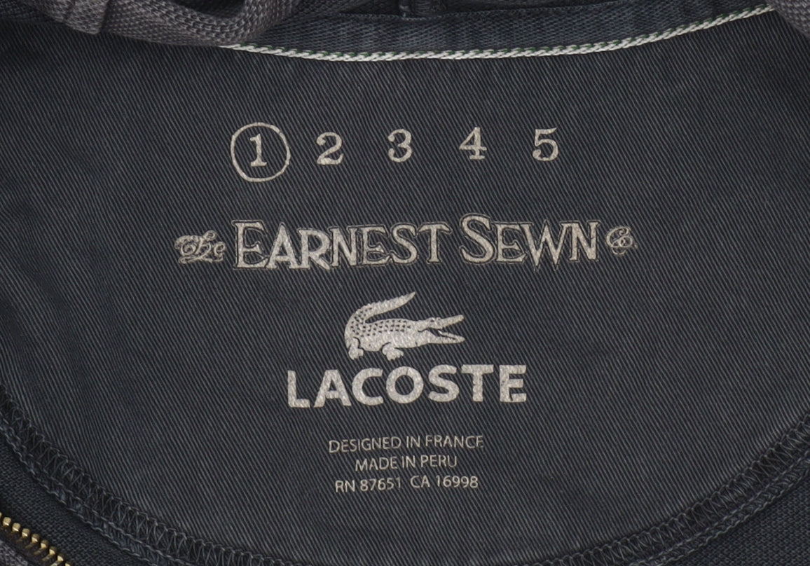 Lacoste Men’s Black Full Zip Hoodie Size L Cotton Regular Fit