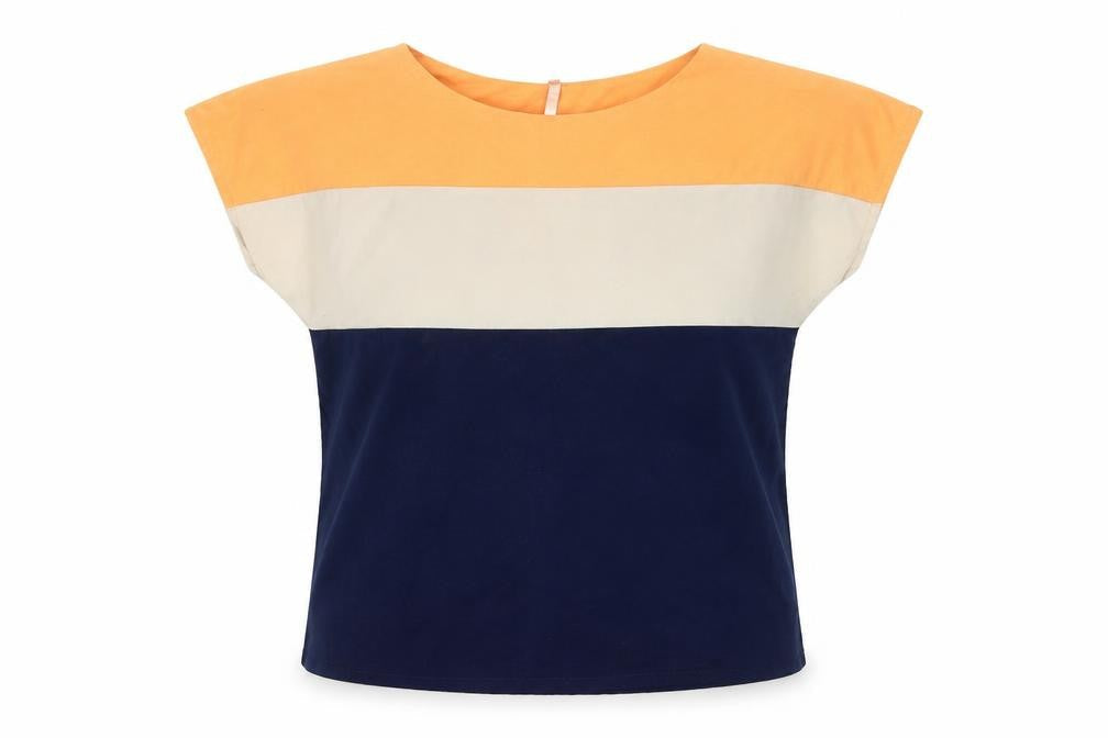 Swervë Women's Multicoloured Colourblock Cotton Blend T-Shirt S