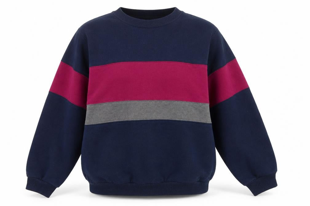 Hanes Womens Navy Colourblock Crew Neck Pullover Sweatshirt Medium