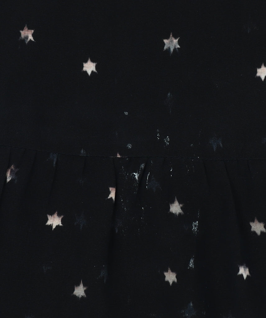 AllSaints Women's Black Silk Star Print Fit & Flare Mini Dress Size 8