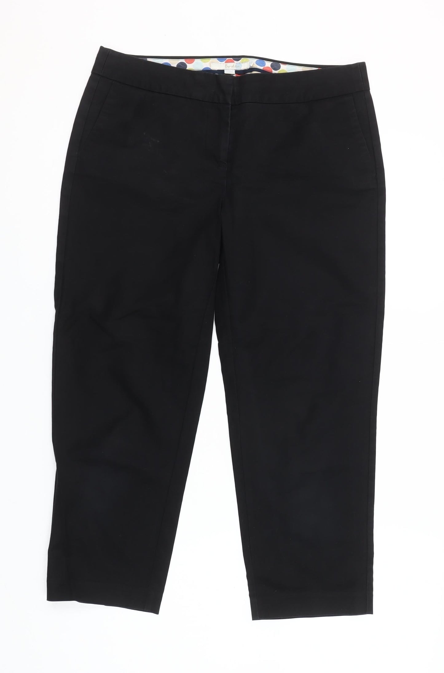 Boden Women's Black Slim Cropped Stretch Cotton Trousers Size 10R