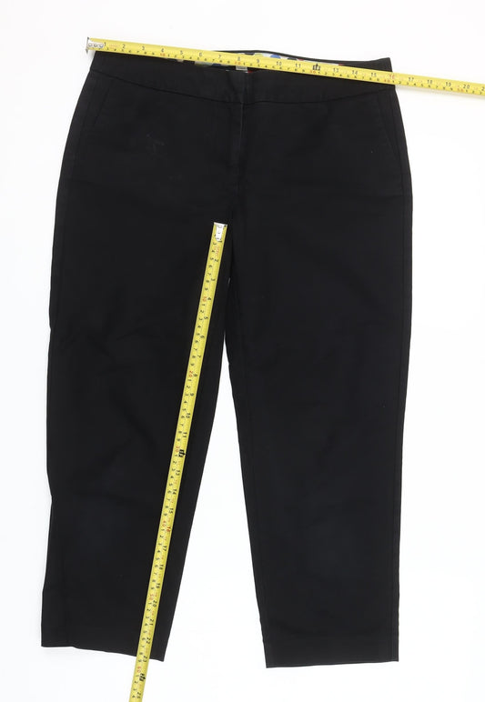 Boden Women's Black Slim Cropped Stretch Cotton Trousers Size 10R