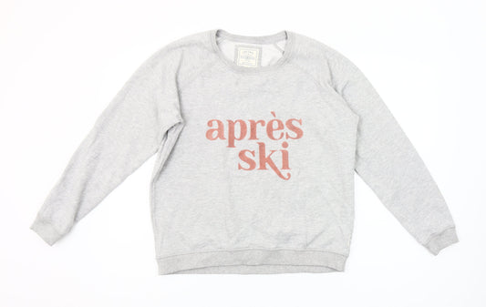 Fat Face Womens Grey Après Ski Pullover Sweatshirt M Cotton Blend