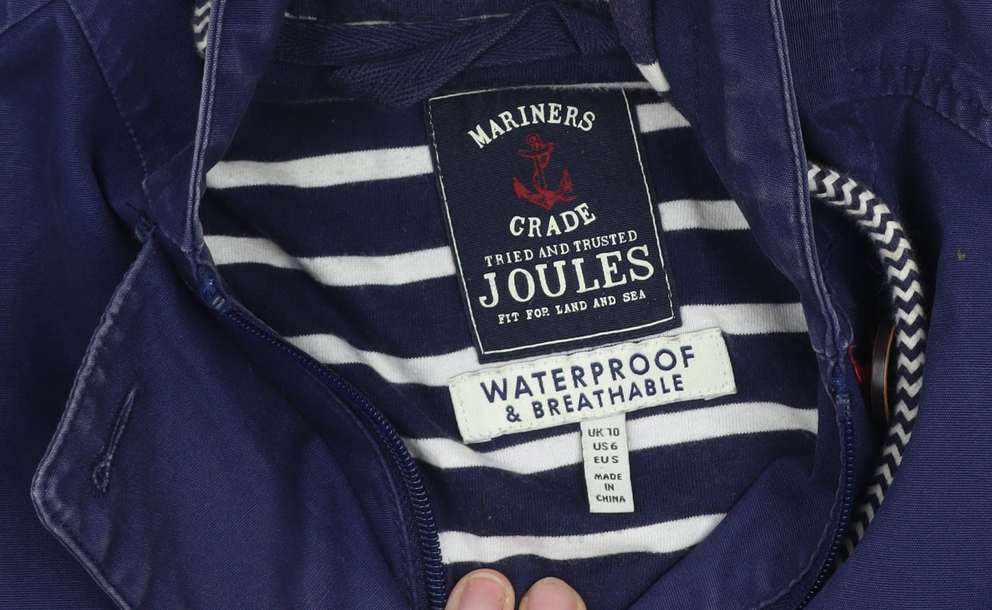 Joules Womens Blue Waterproof Breathable Hooded Jacket UK 10