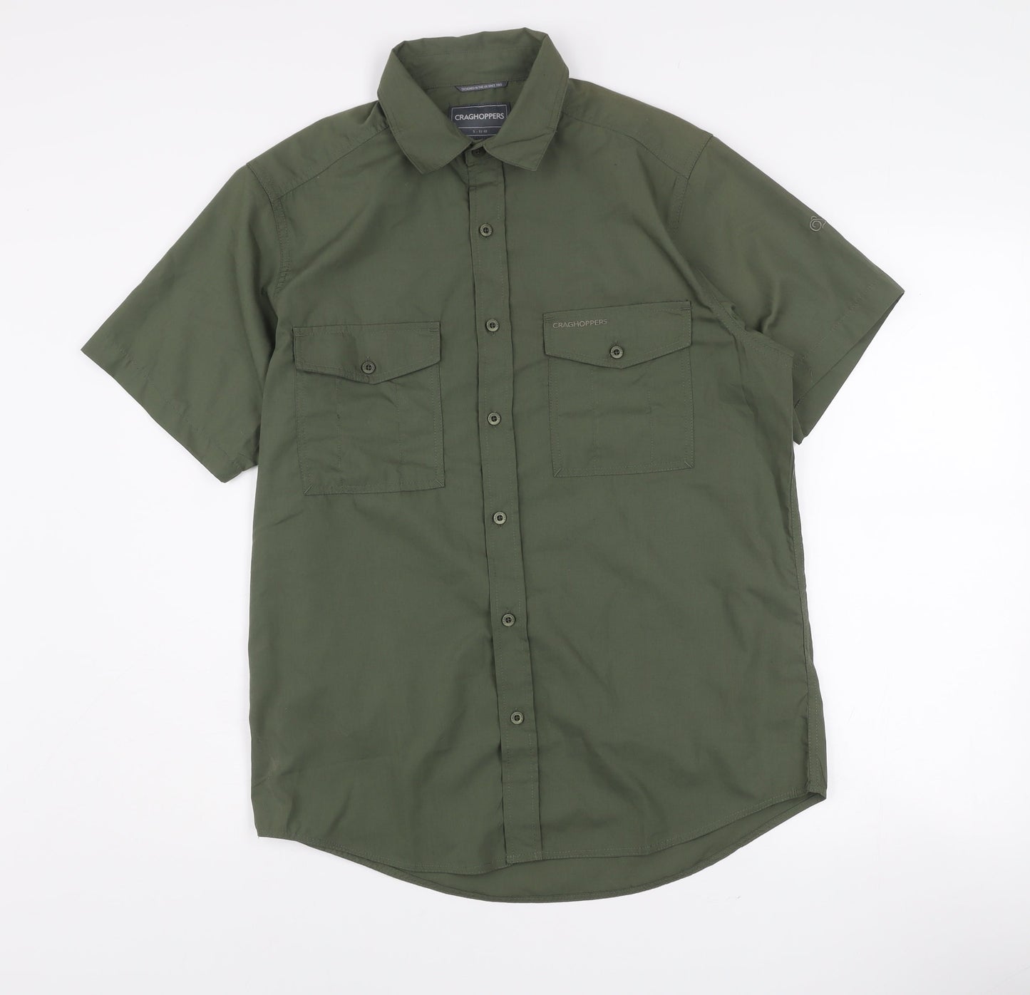 Craghoppers Men's Green Short Sleeve Hiking Button-Up Shirt S Regular Fit