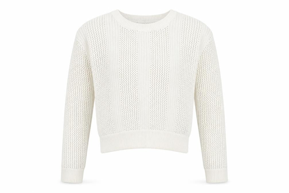 Gap Women’s White Cotton Open-Knit Crew Neck Jumper XS