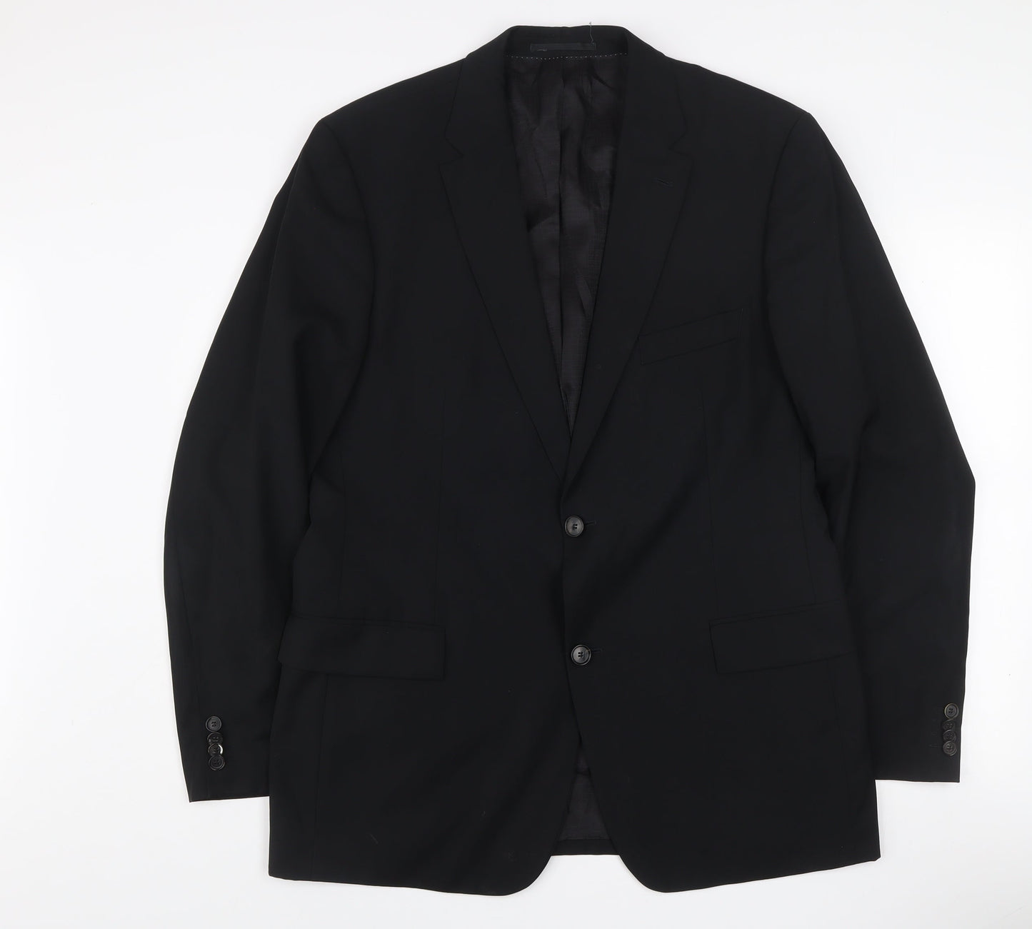 Hugo Boss Men's Black Wool Blend Two Button Blazer Jacket 54