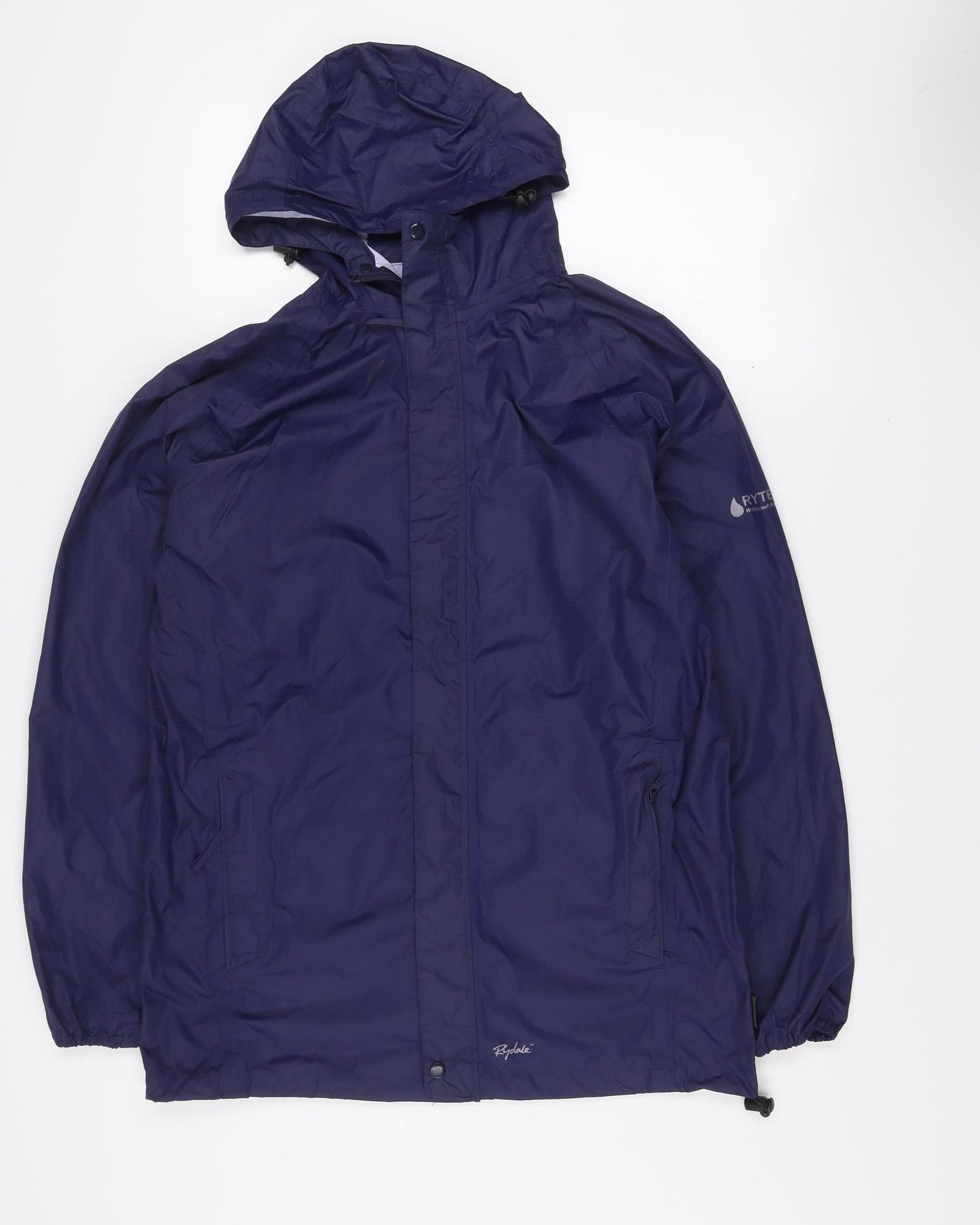 Rydale Women Blue Waterproof Pack & Go Hooded Rain Jacket Size S