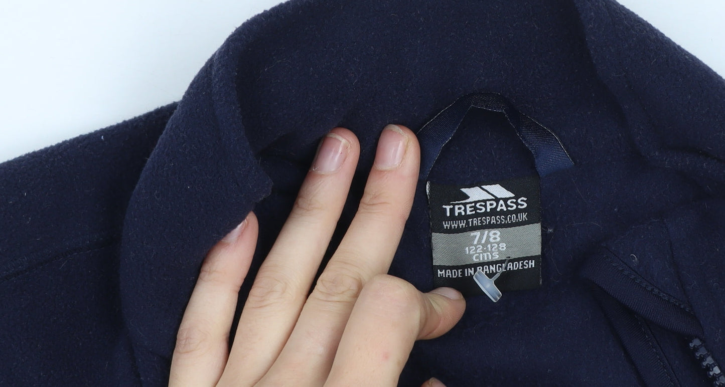 Trespass Boys Navy Blue Fleece Full Zip Jacket 7-8 Years Outdoor Winter Coat