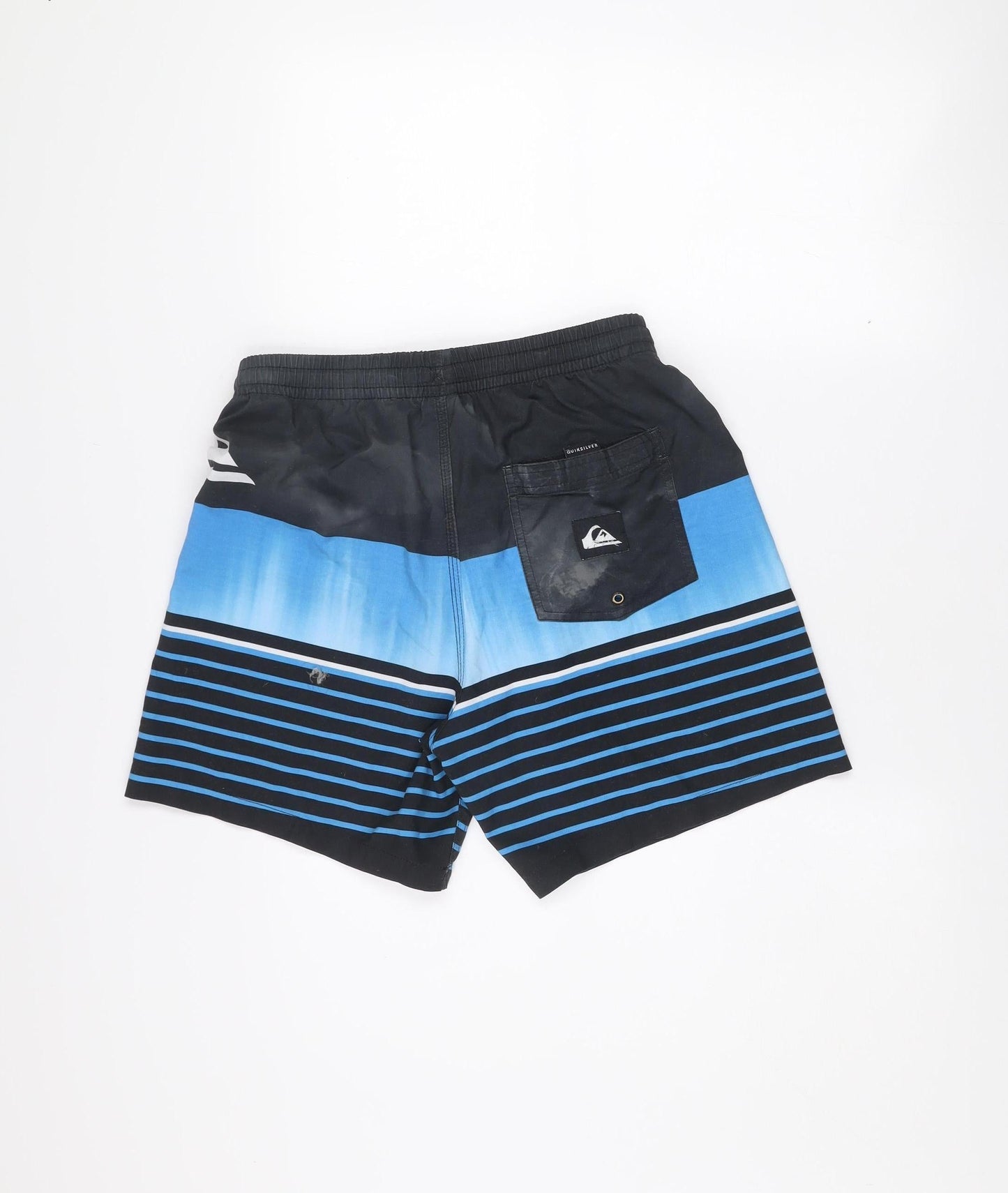Quiksilver Men's Blue Black Striped Swim Shorts Size S Board Shorts
