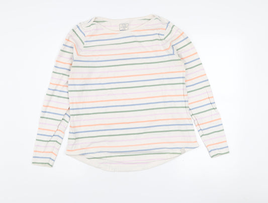 Fat Face Women’s Multicoloured Striped Cotton Long Sleeve T-Shirt UK 12
