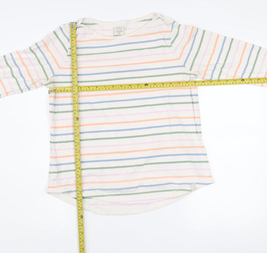 Fat Face Women’s Multicoloured Striped Cotton Long Sleeve T-Shirt UK 12