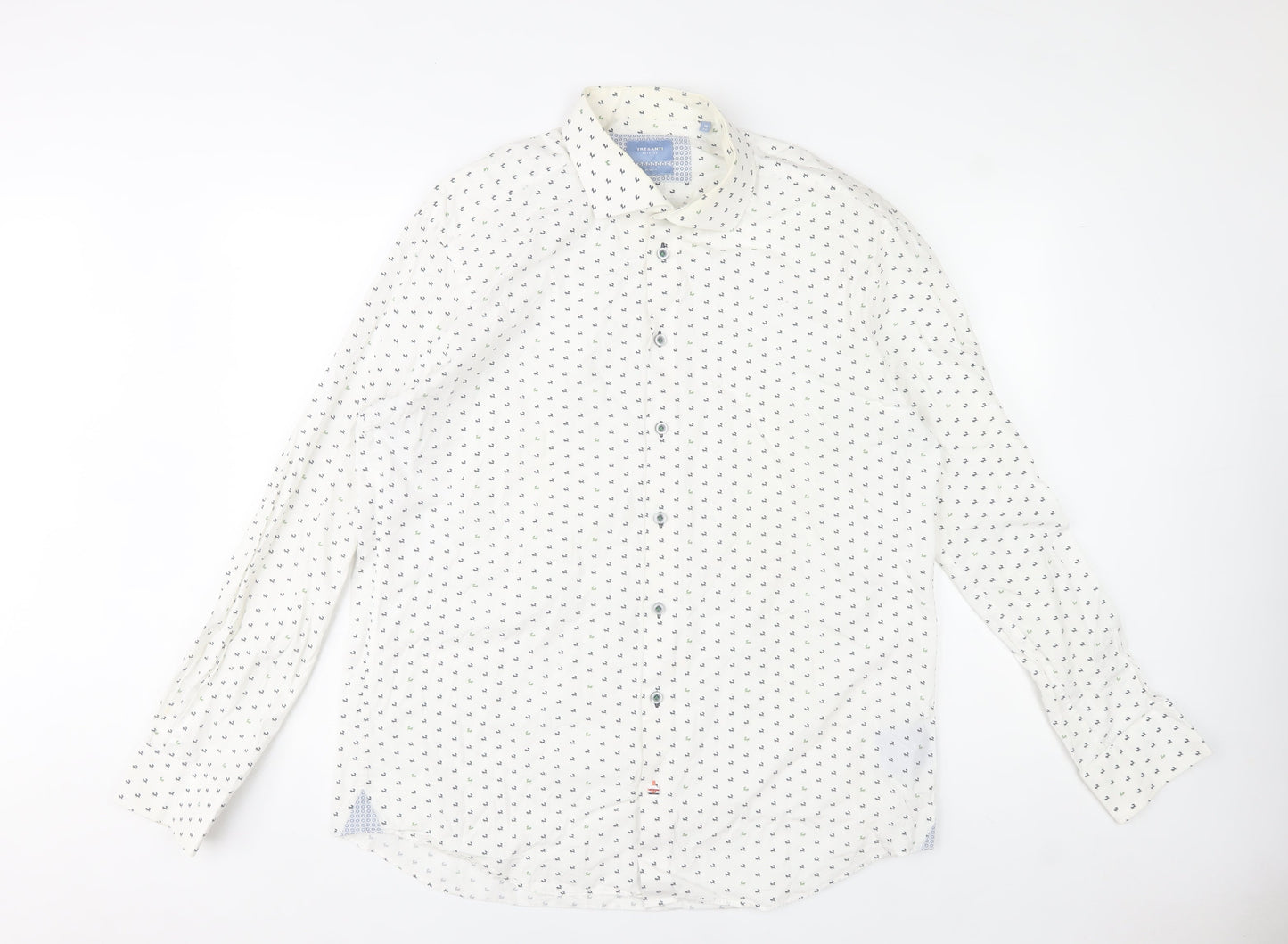Tresanti Celeste Men's White Printed Slim Fit Formal Dress Shirt 18/45