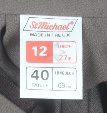 Marks and Spencer Women Brown Size 12 Pleated Knee Length Skirt