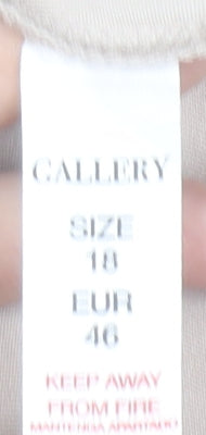 Gallery Women Beige Midi A-Line Skirt Size 18 Viscose Satin