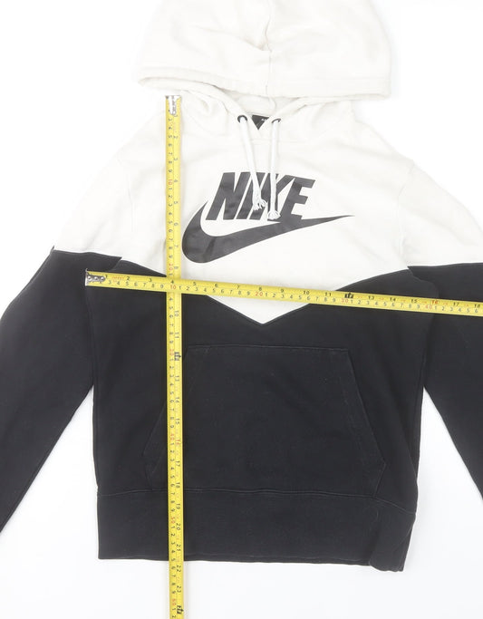 Nike Boys Black & White Pullover Hoodie XS Colourblock Cotton Blend