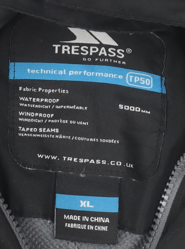 Trespass Men's Black XL Waterproof Windproof Hooded Rain Jacket