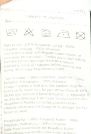 Regatta Womens Blue Quilted Puffer Jacket Size 18 Lightweight Zip Front