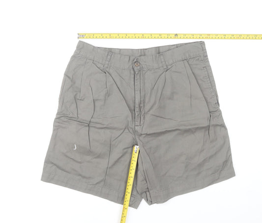 St Bernard Men's Grey Chino Shorts Size L 34in Cotton Pleated