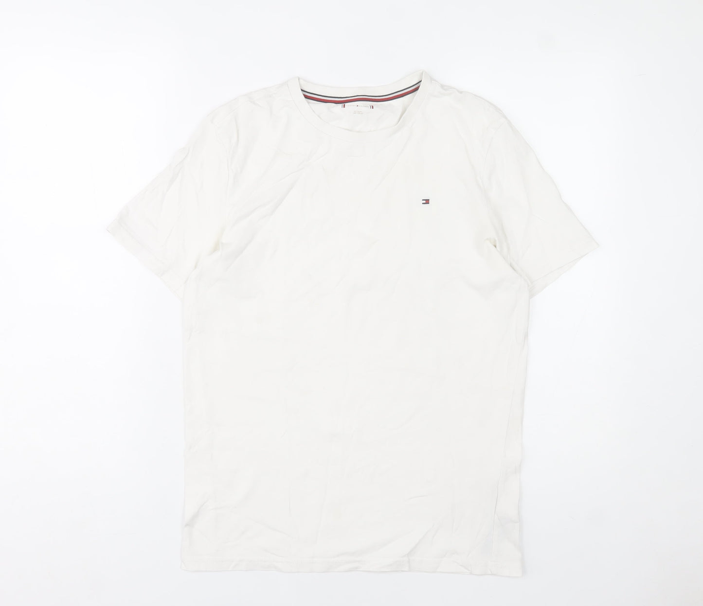 Tommy Hilfiger Boys White Cotton Crew Neck Logo T-Shirt 14-16 Years