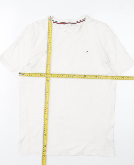 Tommy Hilfiger Boys White Cotton Crew Neck Logo T-Shirt 14-16 Years
