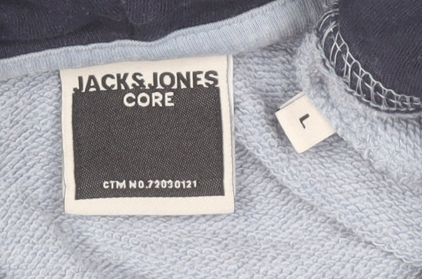 Jack & Jones Men's Blue Logo Pullover Hoodie Size L