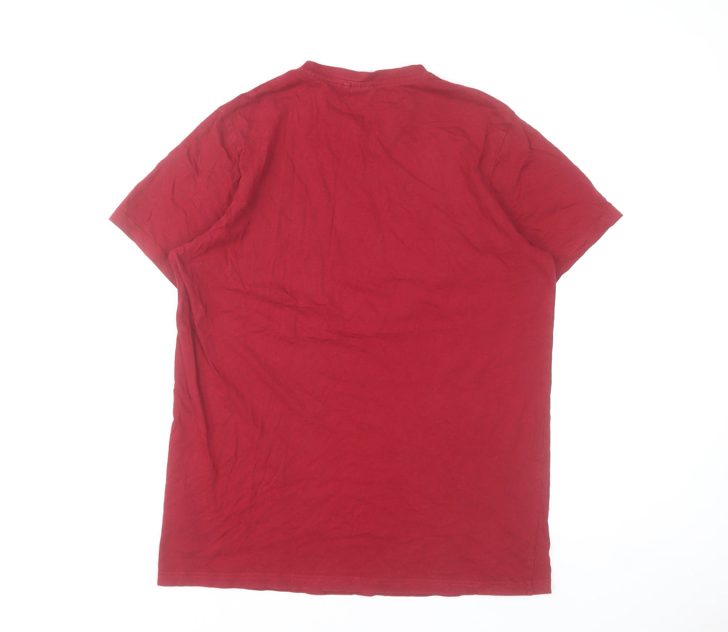 Lee Cooper Men's Red Graphic Logo Cotton T-Shirt Size L Regular Fit